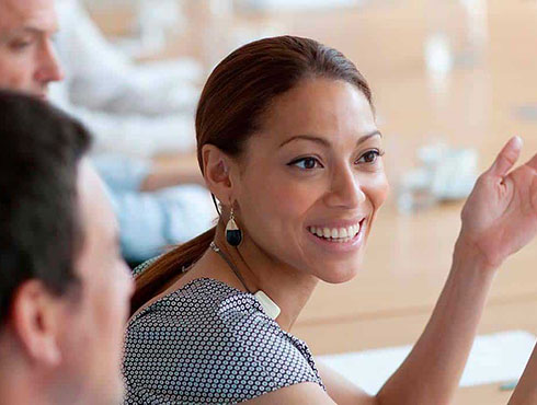 smiling woman in meeting