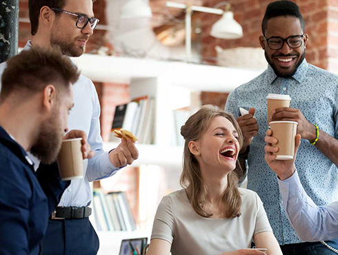 diverse group enjoying coffee