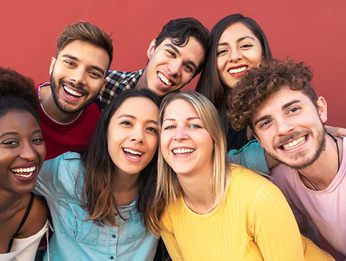 diverse group smiling