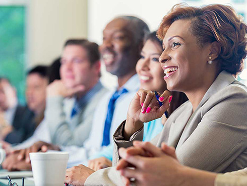 smiling diverse team