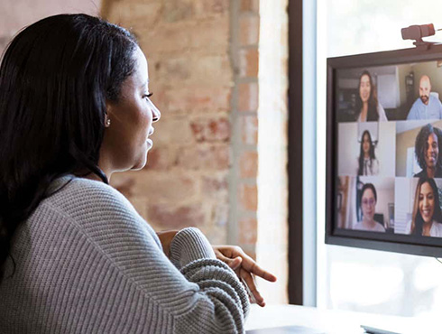 woman in online meeting