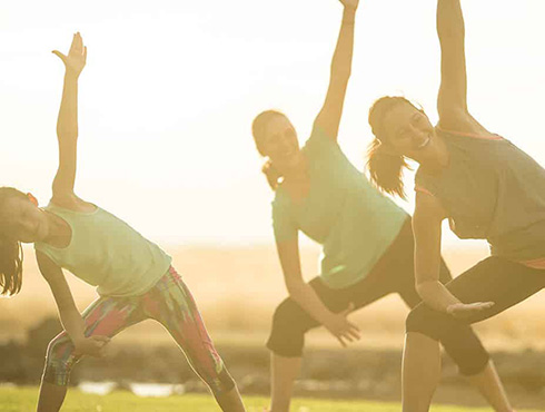 exercising outdoors