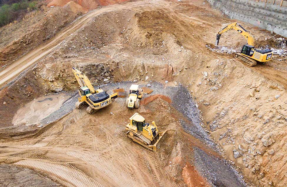 overhead view of construction equipment