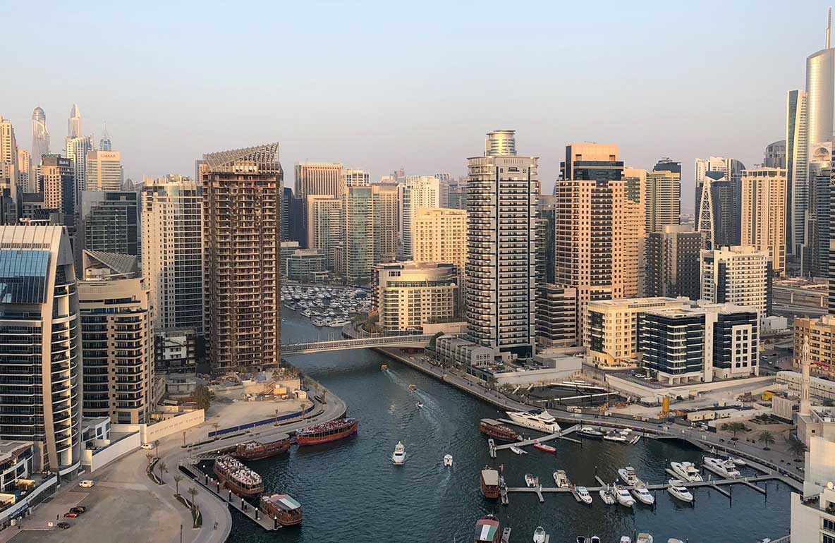 river going through city in UAE
