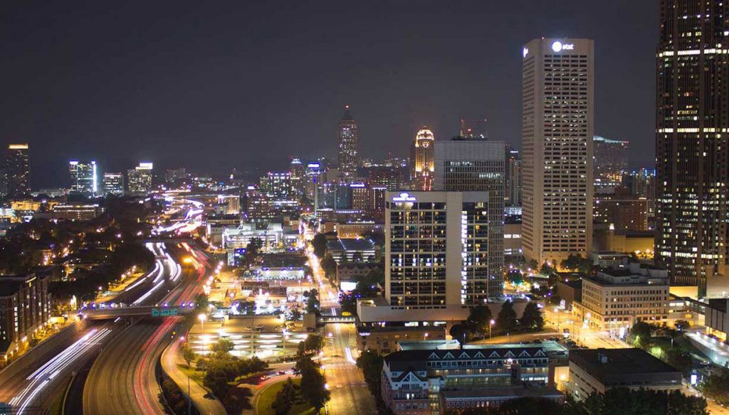 Nighttime view of downtown Atlanta