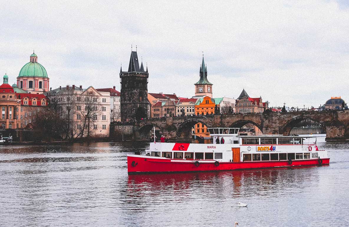 boat on river in Czech Republic