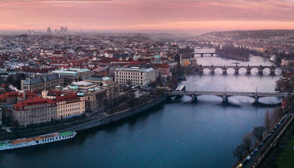 Evening view of river in Czech Republic