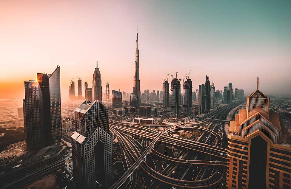 view of highways in Dubai