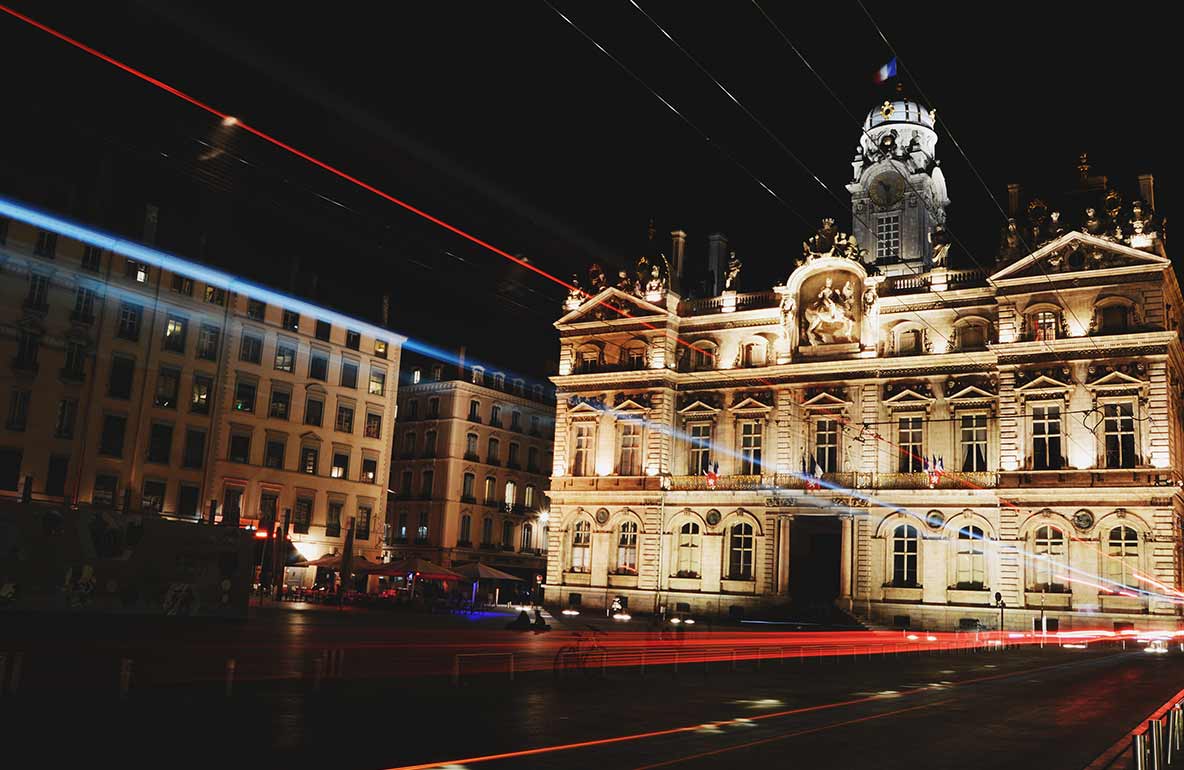 night view of building in France