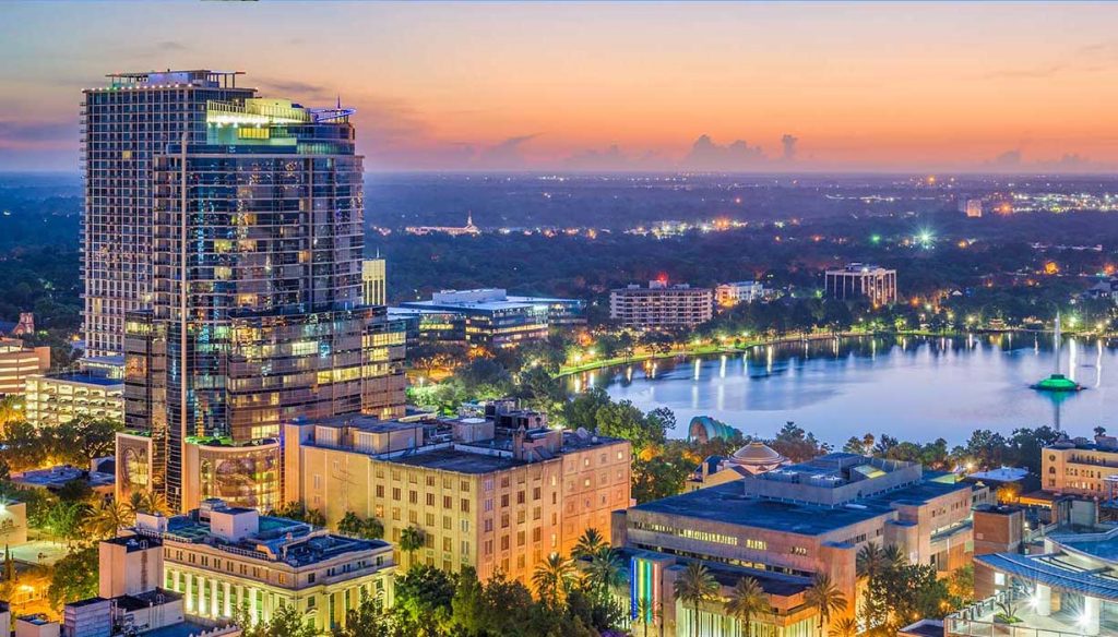 Orlando Florida seen at dusk