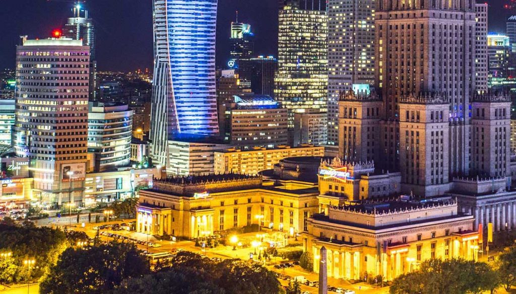 night view of city in Poland