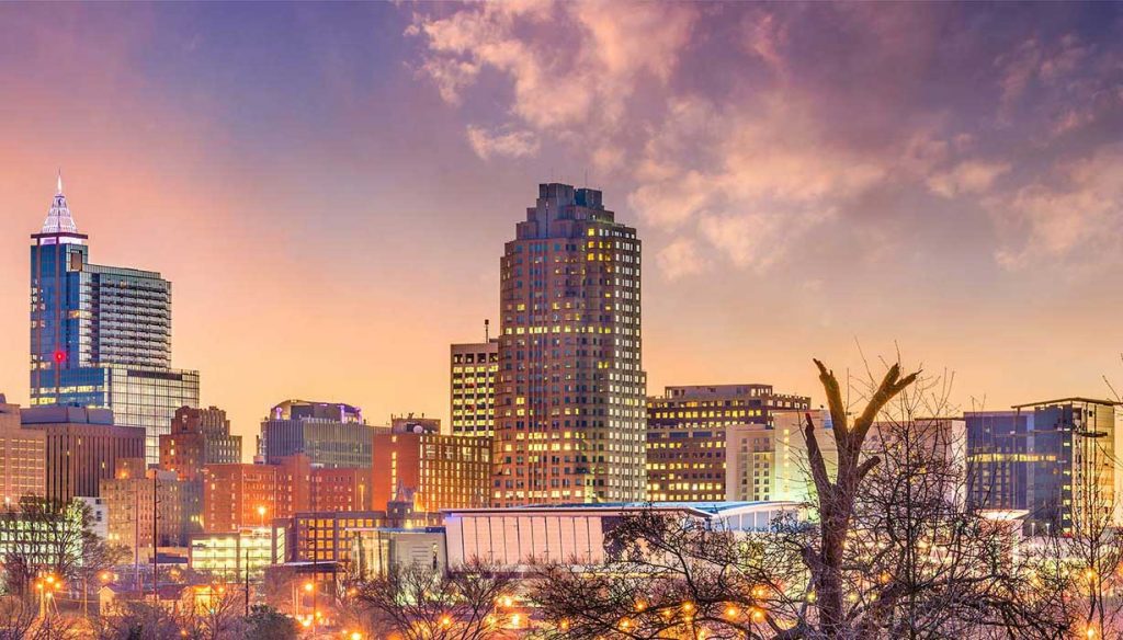 evening view of Raleigh NC