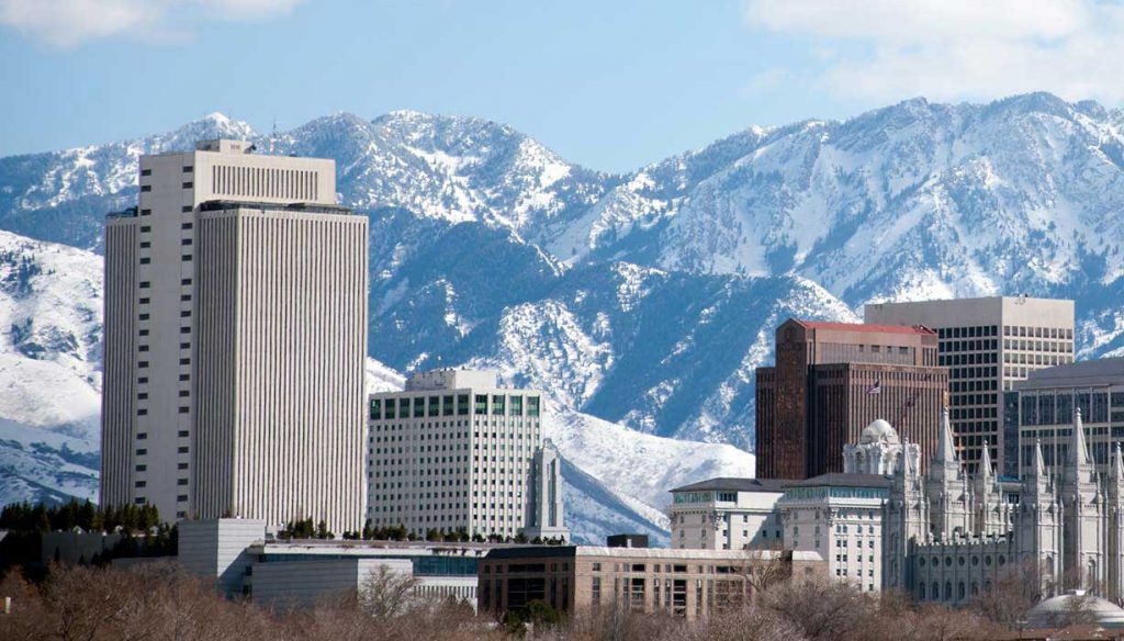 Salt Lake City with Rockies in the background