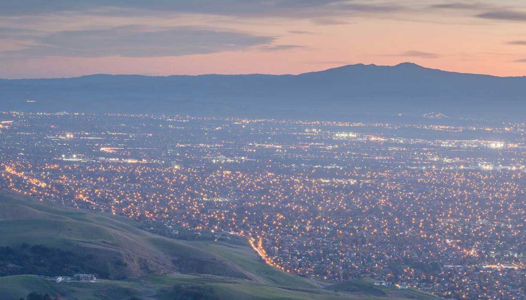 night view of San Jose CA