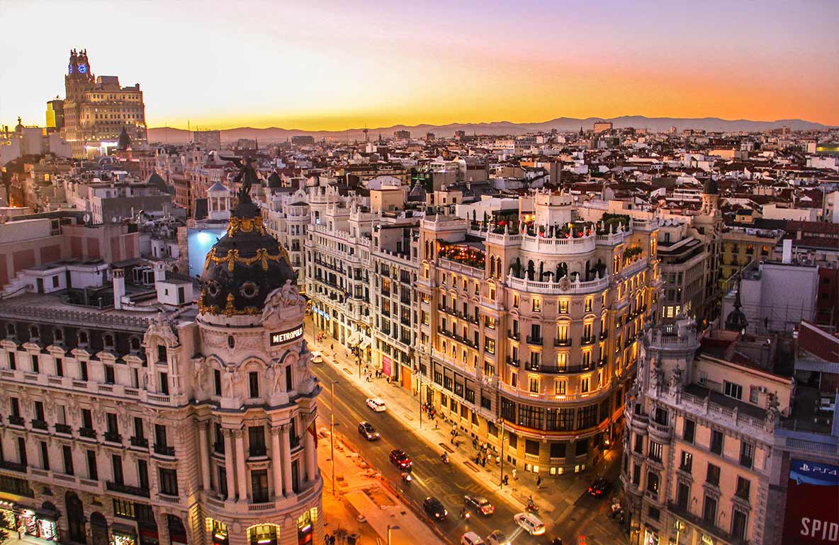 evening view of city in Spain