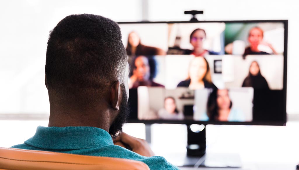 Man on a virtual hiring session